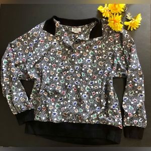 Vintage 80s polka dot colorful blouse long sleeve plus size 20